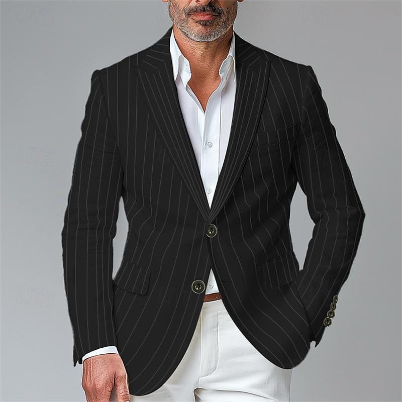 Men’s Plaid Blazer – Single-Breasted Two-Button Suit Jacket for Casual & Formal Wear