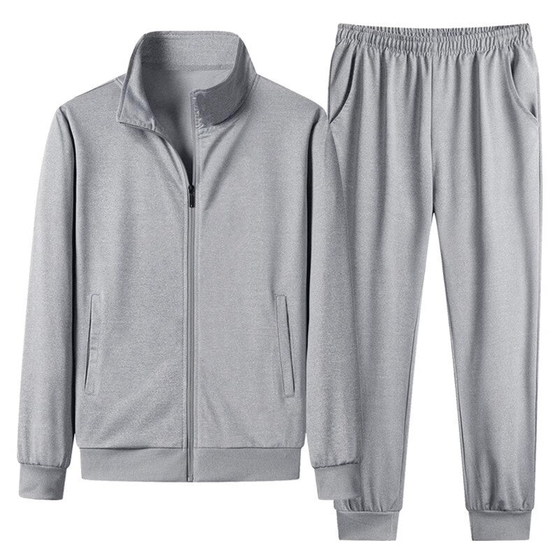 Men’s Stand Collar Cardigan & Coat Two-Piece Set – Casual Running Sportswear Outerwear