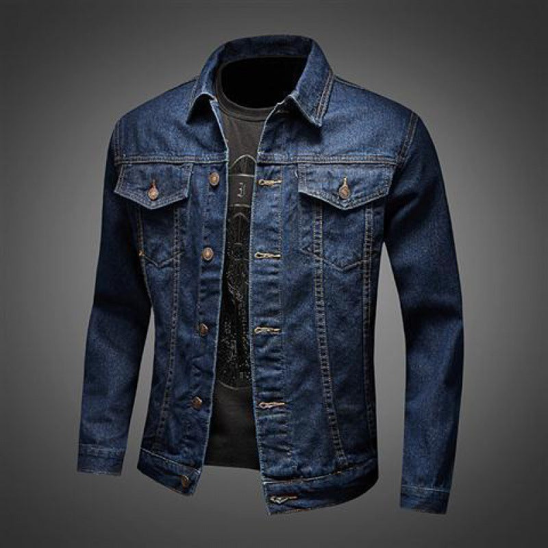 Men’s Vintage Blue Denim Jacket – Casual Button-Up Jean Outerwear