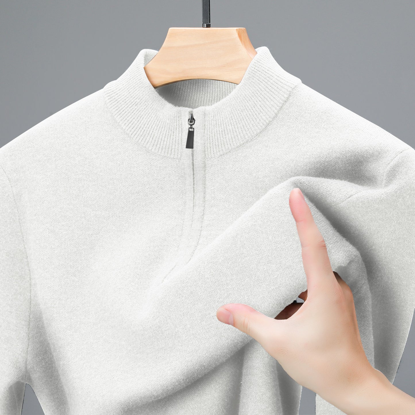 Men’s Half-Zip Sweater – Thick Warm Knit Pullover, High Collar, Solid Color, Middle-Aged Men’s Casual Winter Top