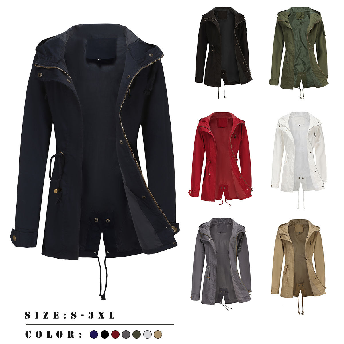 Women’s Oversized Cotton Anorak Coat – Loose Casual Jacket, Lightweight Spring/Fall Outerwear