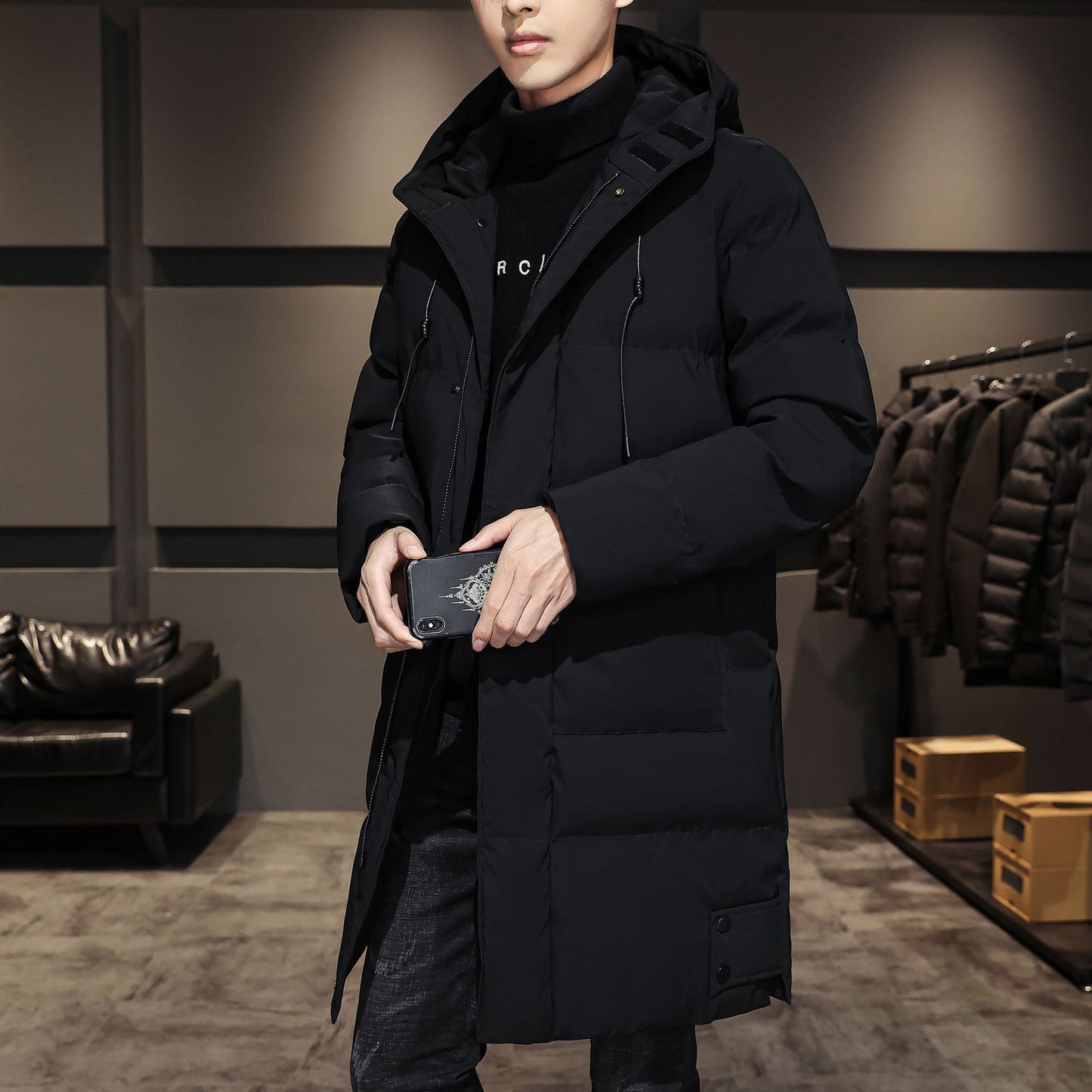 Men’s Thickened Cotton Winter Work Jacket – Warm Down-Style Coat for Cold Weather