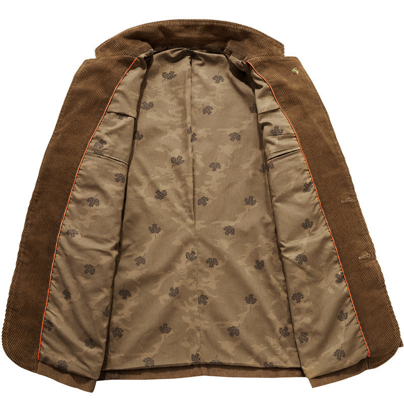 Men’s Retro Solid Color Jacket – Casual Flat Coat for Everyday Streetwear Style