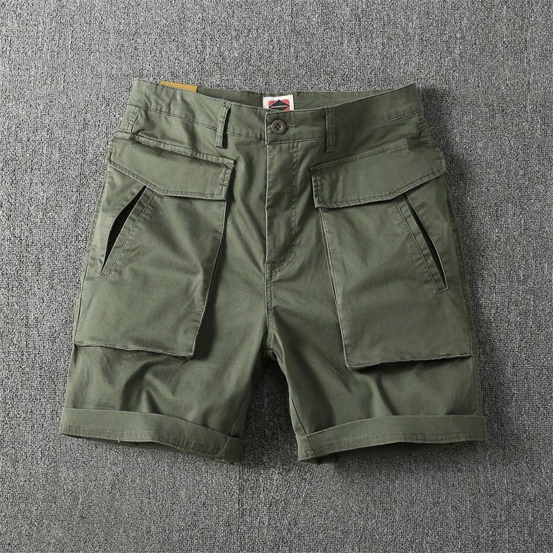 Men’s Summer American-Style Stretch Cargo Shorts – Multi-Pocket Casual Workwear