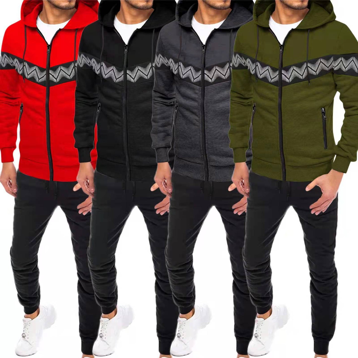 Men’s New Hooded Cardigan Sweater – Casual Sportswear Suit
