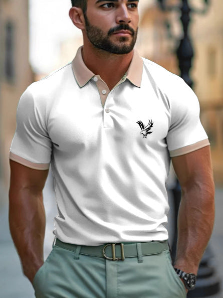 Men’s Digital Print Polo Shirt – Casual Lapel Short Sleeve All-Match Top