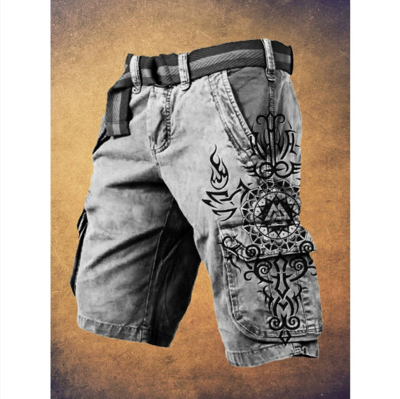 Men’s Stylish 3D Printed Shorts – Zipper Detail Casual Pants