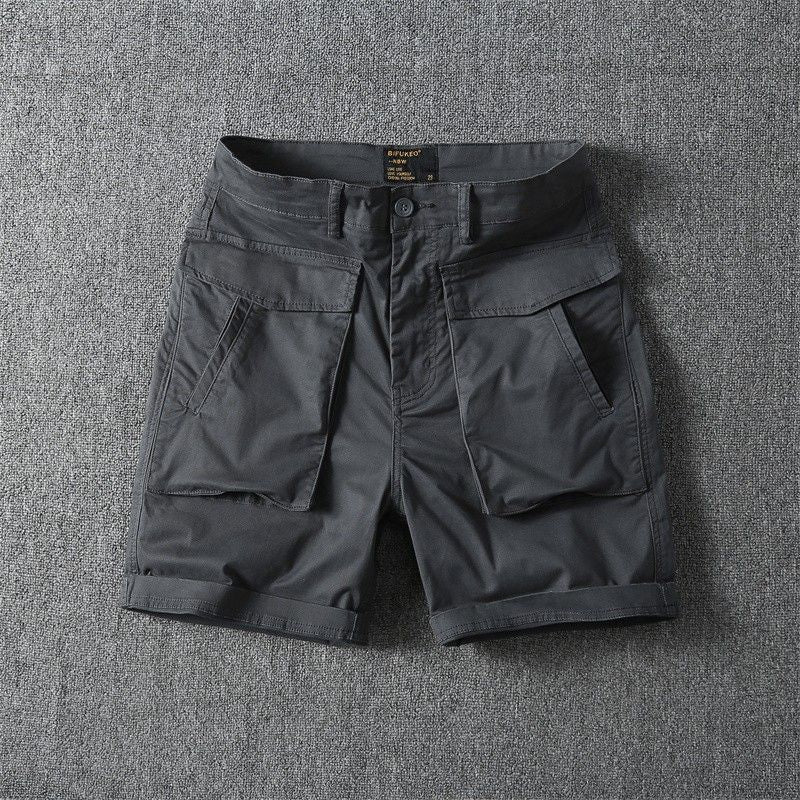 Men’s Summer American-Style Stretch Cargo Shorts – Multi-Pocket Casual Workwear