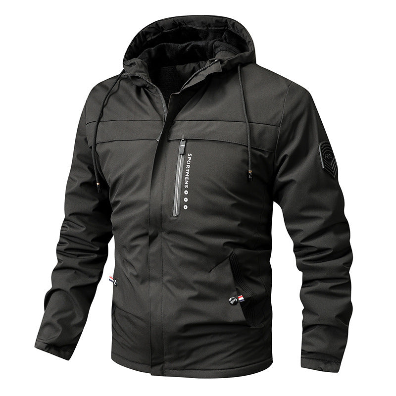 Men’s Plus Size Fleece Hooded Winter Jacket – Warm Outdoor Softshell Coat for Casual Wear