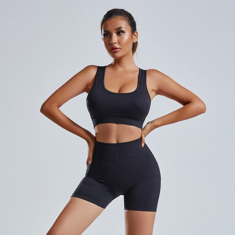 Women’s 2-Piece Seamless Yoga Set – High Waist Leggings & Vest Tracksuit for Gym & Workout