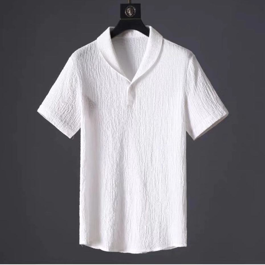 Men’s Summer Leisure Suit – Loose Short Sleeve Top & Drawstring Trousers Set