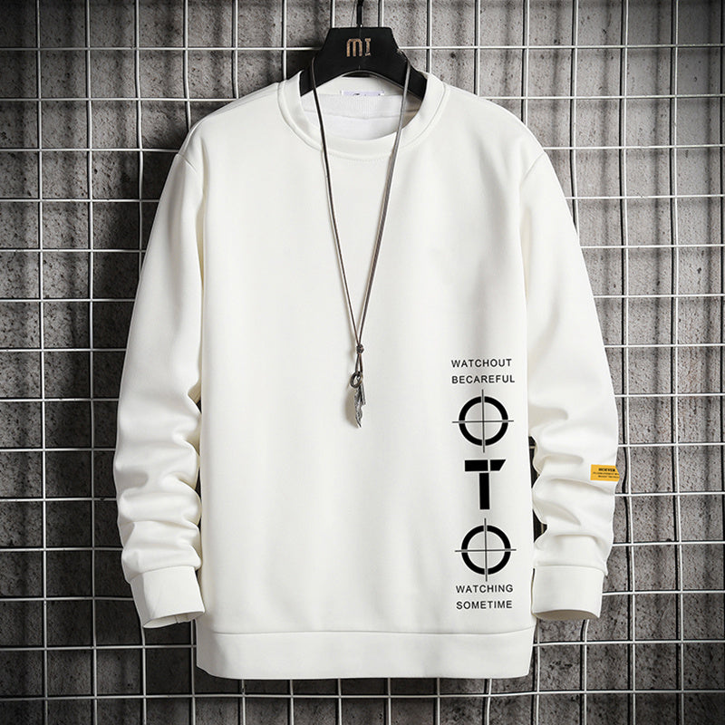 Men’s Printed Long Sleeve Sweater – Versatile Casual Bottoming Shirt
