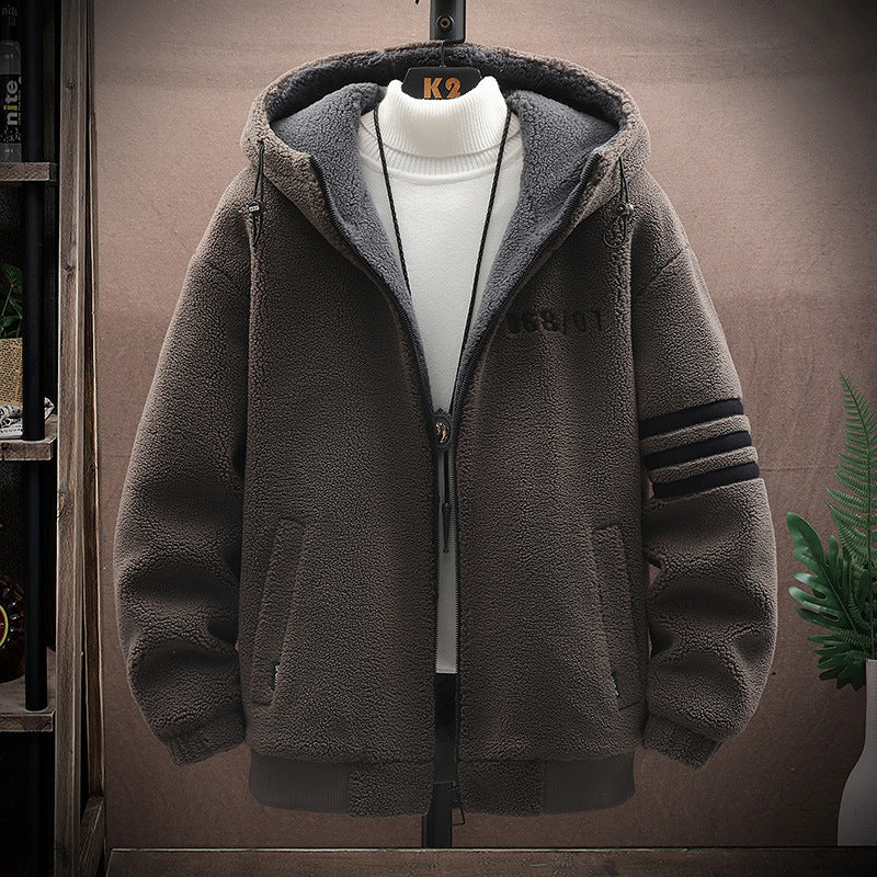 Men’s Winter Fleece Coat – Cotton Dress Jacket with Lambswool Lining