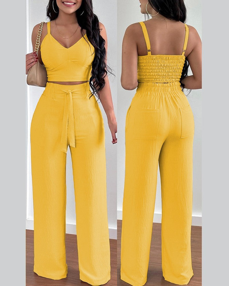 Women’s Fashion Two-Piece Suspenders Suit – Stylish Casual Outfit