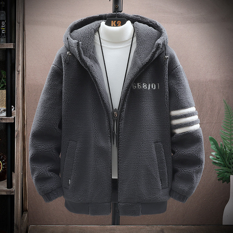 Men’s Winter Fleece Coat – Cotton Dress Jacket with Lambswool Lining