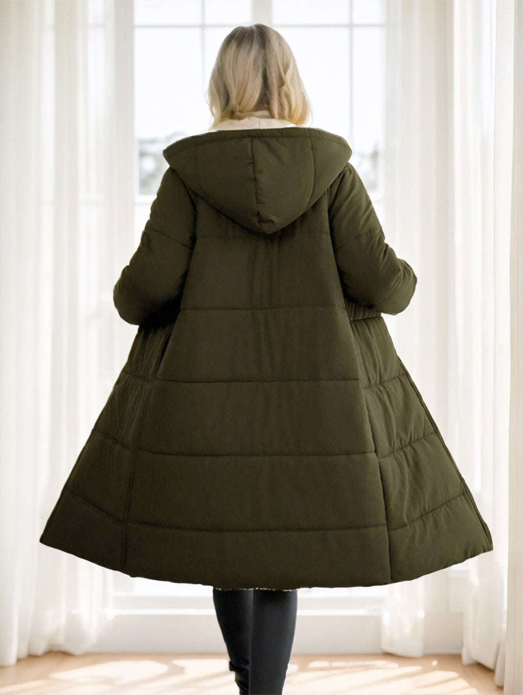 Women’s Winter Cotton Padded Coat – Long Sleeve Zip-Up Hooded Jacket