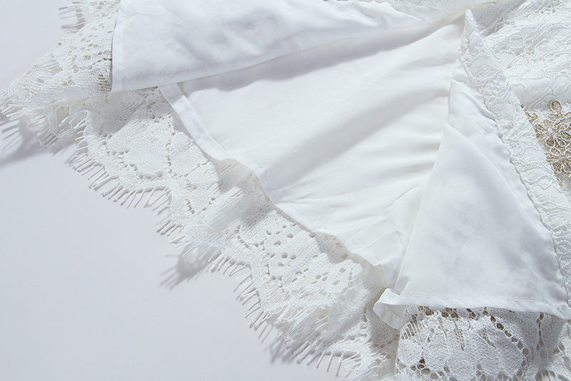 Women’s White Lace Suit – Elegant Minority Fashion Socialite Outfit