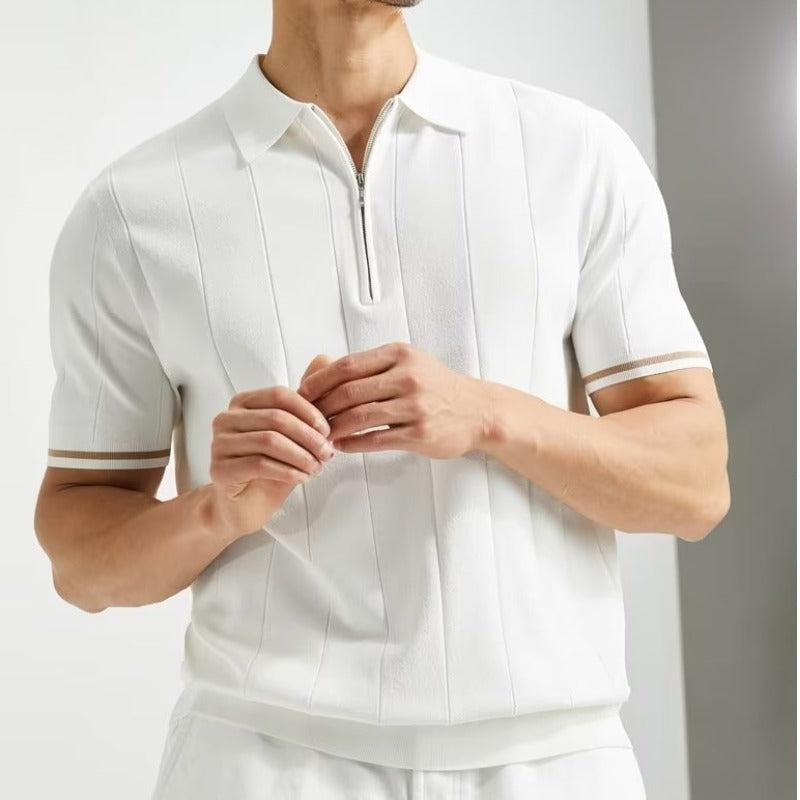 Men’s Short Sleeve Polo Shirt – Summer Lapel Zipper Casual T-Shirt Top