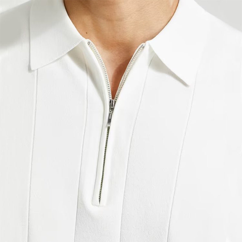 Men’s Short Sleeve Polo Shirt – Summer Lapel Zipper Casual T-Shirt Top