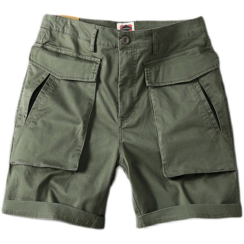 Men’s Summer American-Style Stretch Cargo Shorts – Multi-Pocket Casual Workwear