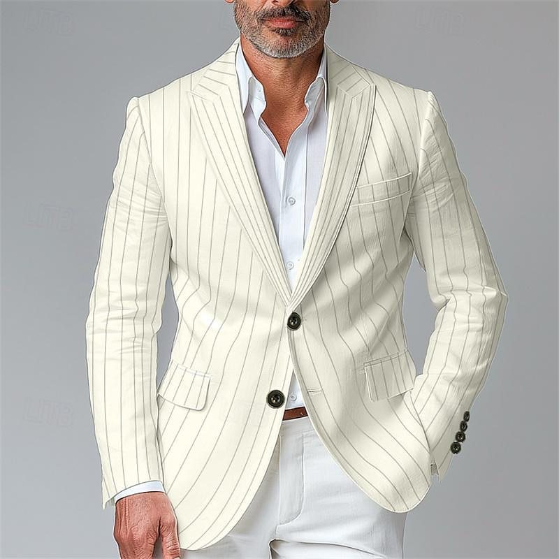 Men’s Plaid Blazer – Single-Breasted Two-Button Suit Jacket for Casual & Formal Wear