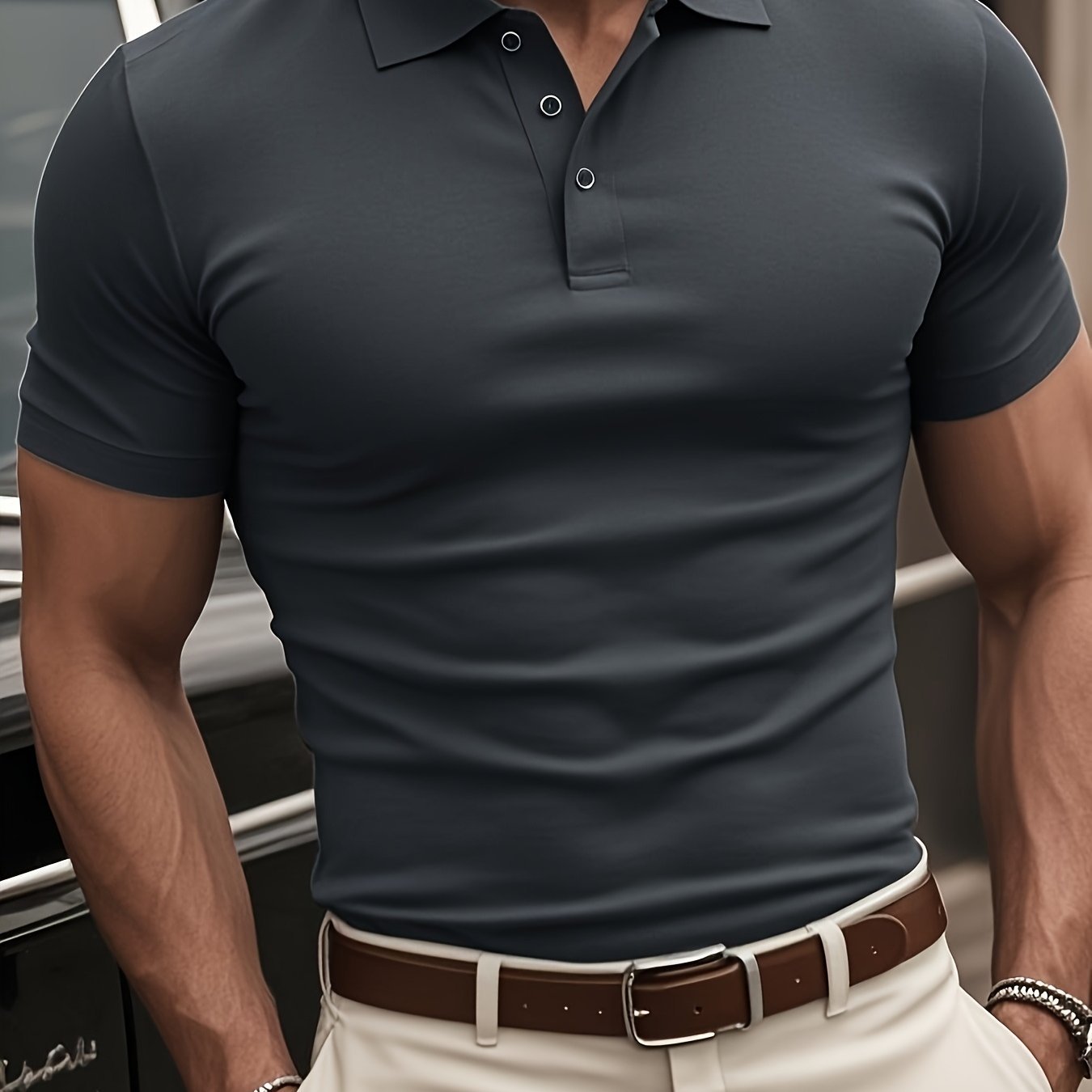 Men’s European & American Style Short Sleeve Button-Up Shirt – Casual Fashion Top