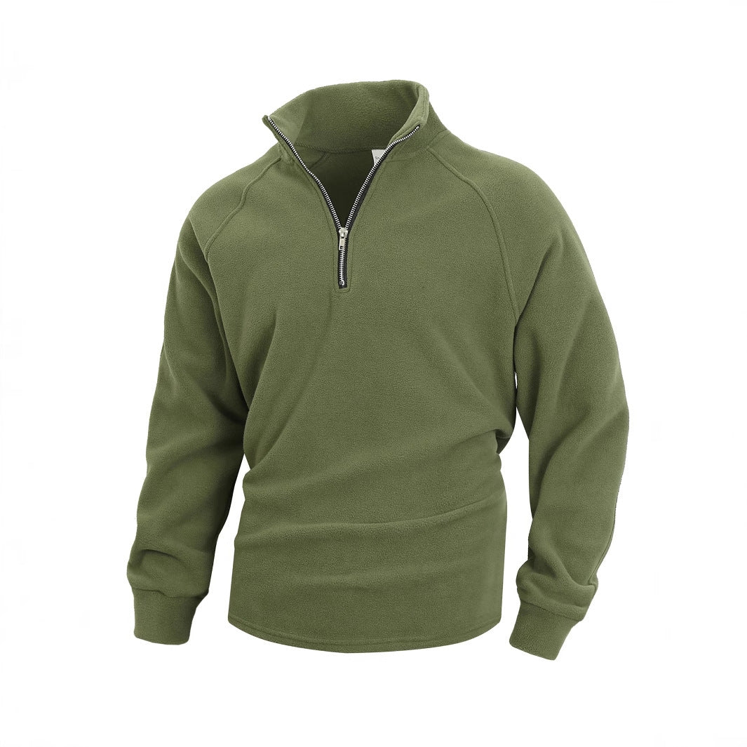 Men’s Slim Fit Coral Fleece Pullover – Stand Collar Long Sleeve Winter Coat