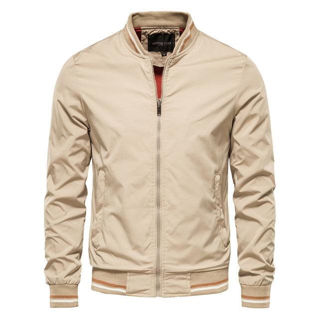 Men’s Striped Zip-Up Bomber Jacket – Casual Lightweight Baseball-Style Outerwear for Spring & Fall