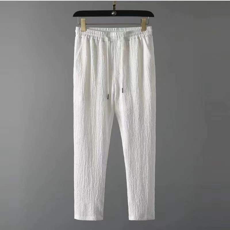 Men’s Summer Leisure Suit – Loose Short Sleeve Top & Drawstring Trousers Set