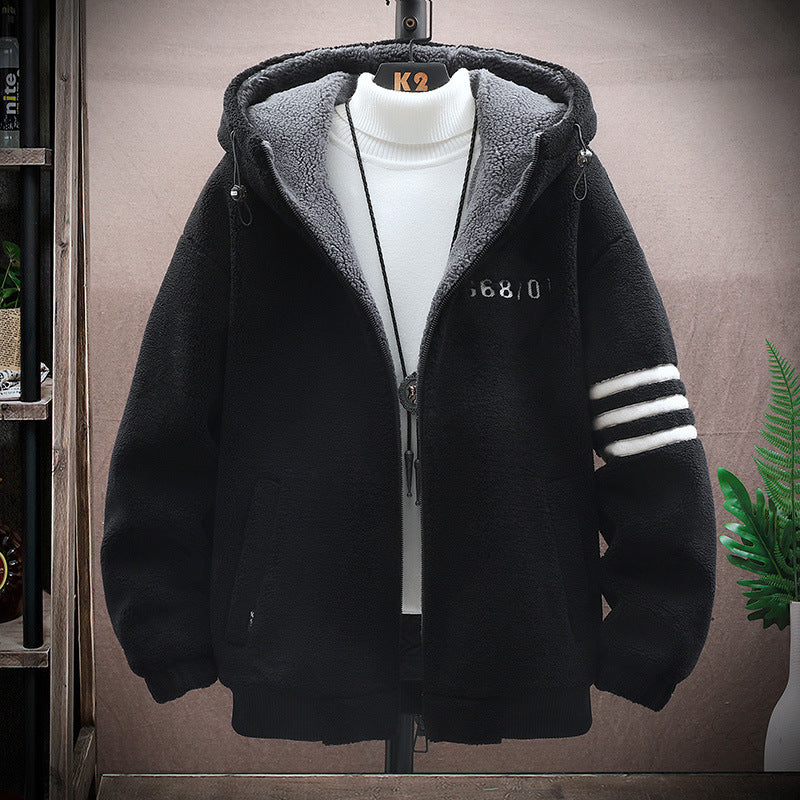 Men’s Winter Fleece Coat – Cotton Dress Jacket with Lambswool Lining