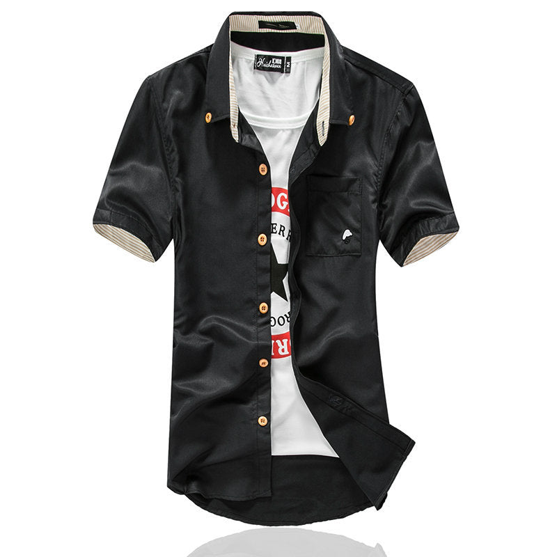 Men’s Embroidered Casual Shirt – Stylish Button-Up Shirt with Detailed Stitching