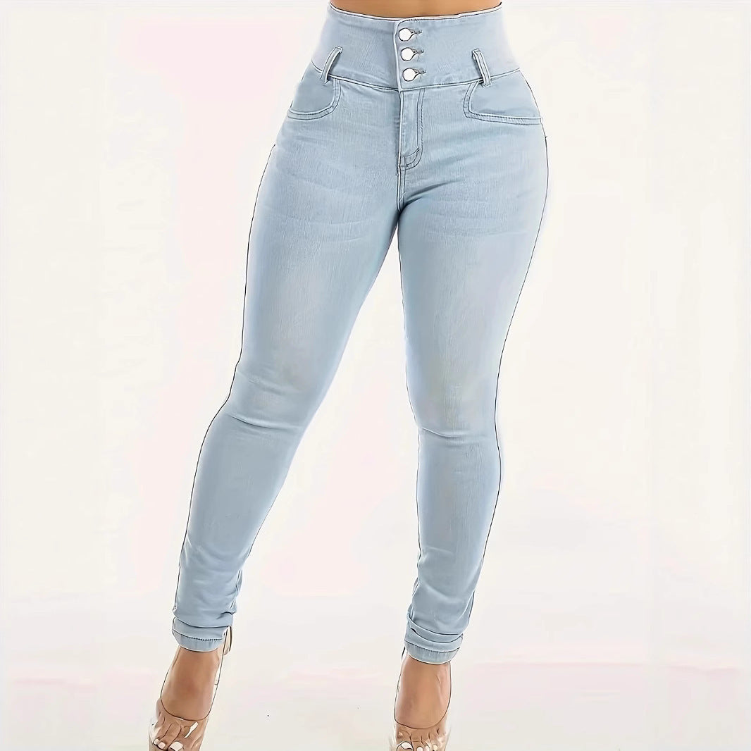 Women’s High Waist Stretch Jeans – Tight Fit Shaping & Hip Lifting Denim