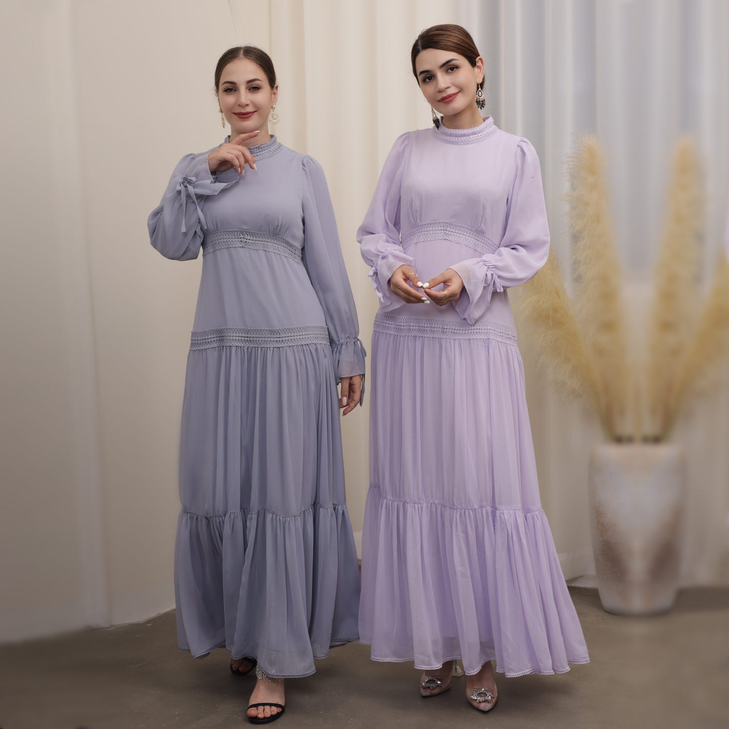 Exquisite Lace Long Dress – Middle Eastern Style Elegant Evening Gown