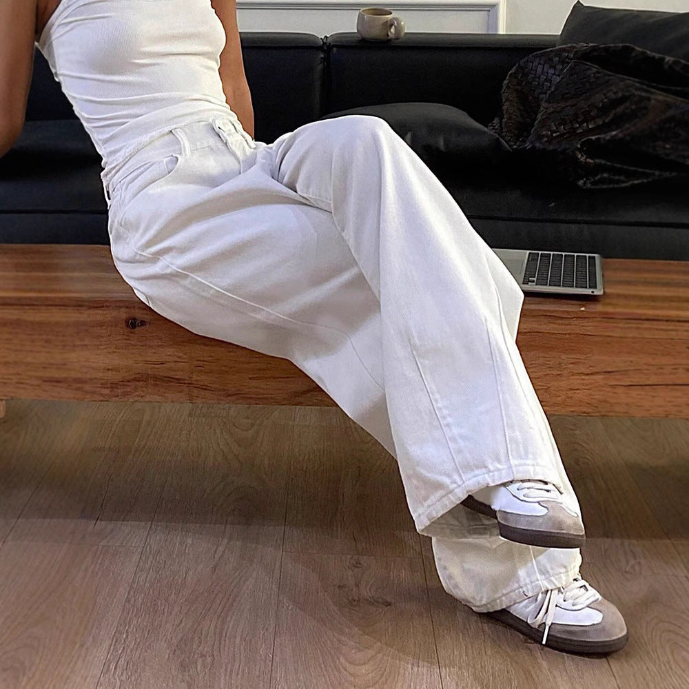 Women’s Vintage Wide-Leg Jeans – Casual Long Denim Pants