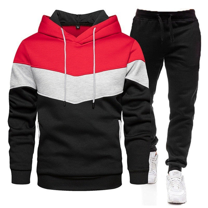 Men’s Color Block Hoodie & Sweater Sportswear Set – Casual Athletic Suit