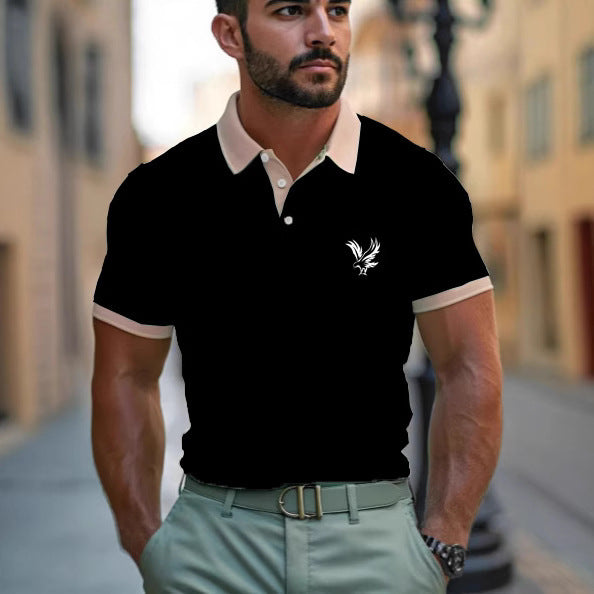 Men’s Digital Print Polo Shirt – Casual Lapel Short Sleeve All-Match Top