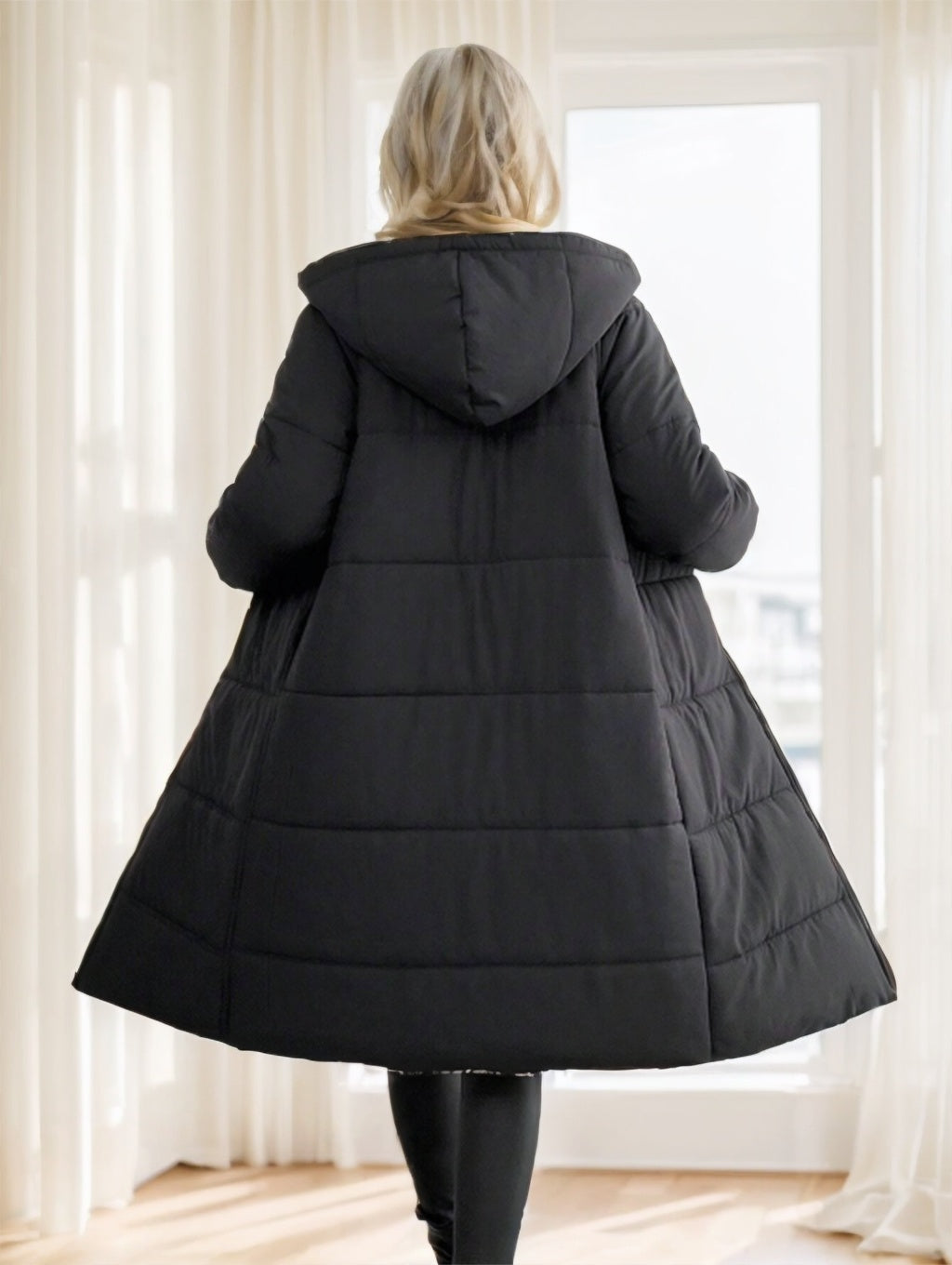 Women’s Winter Cotton Padded Coat – Long Sleeve Zip-Up Hooded Jacket