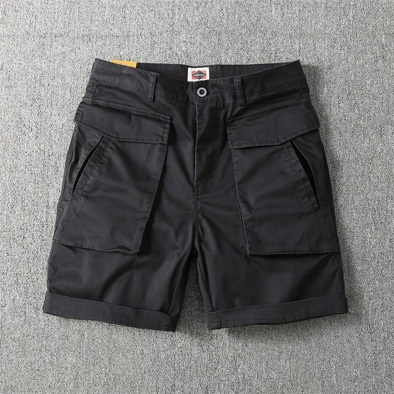 Men’s Summer American-Style Stretch Cargo Shorts – Multi-Pocket Casual Workwear
