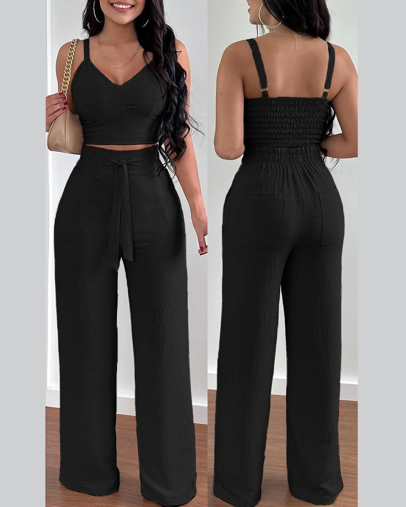 Women’s Fashion Two-Piece Suspenders Suit – Stylish Casual Outfit