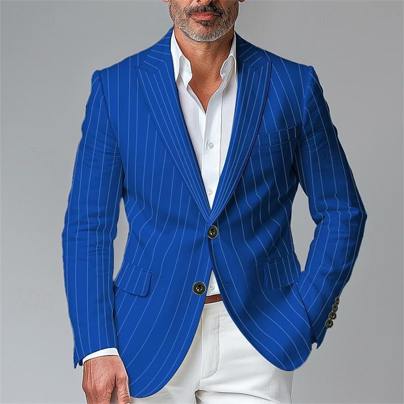 Men’s Plaid Blazer – Single-Breasted Two-Button Suit Jacket for Casual & Formal Wear
