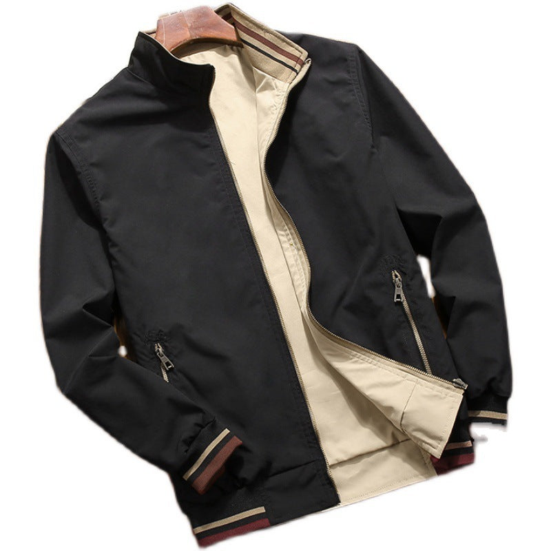 Men’s Reversible Sports Jacket – Stand Collar Casual Zip-Up Outerwear