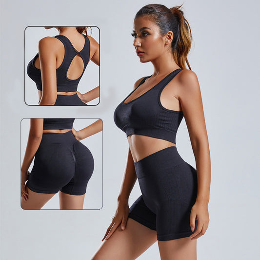 Women’s 2-Piece Seamless Yoga Set – High Waist Leggings & Vest Tracksuit for Gym & Workout