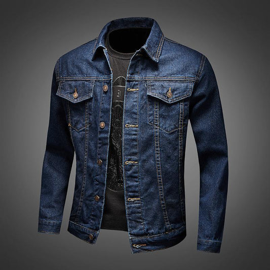 Men’s Vintage Blue Denim Jacket – Casual Button-Up Jean Outerwear