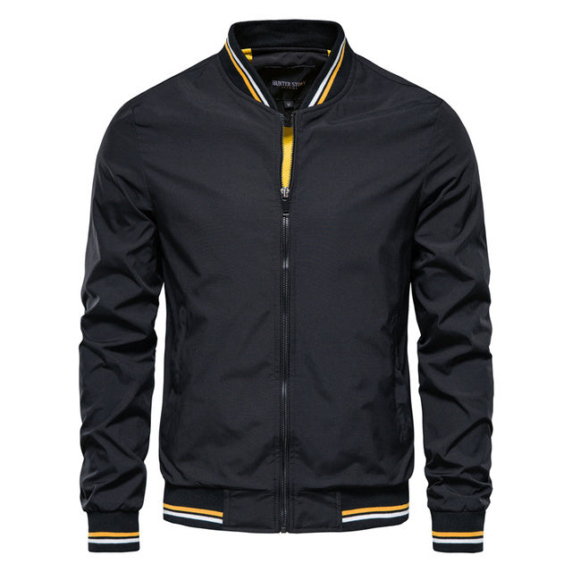 Men’s Striped Zip-Up Bomber Jacket – Casual Lightweight Baseball-Style Outerwear for Spring & Fall