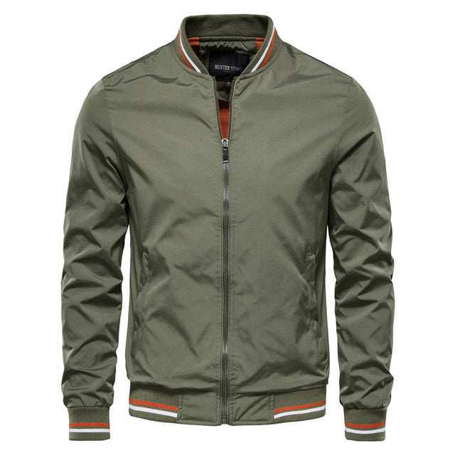 Men’s Striped Zip-Up Bomber Jacket – Casual Lightweight Baseball-Style Outerwear for Spring & Fall