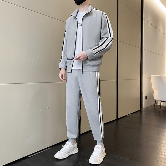 Men’s Fashion Cardigan Sweater Set – Casual Sportswear Two-Piece Outfit
