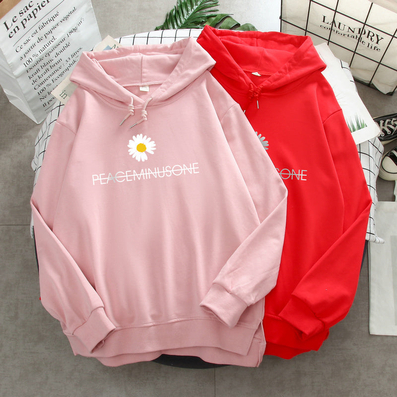 Women’s Lightweight Daisy Print Hoodie – Thin Hooded Sweater for Autumn & Winter