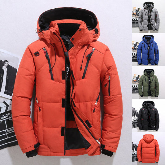 Men’s Windproof Hooded Jacket – Warm Outdoor Sports Coat with Pockets