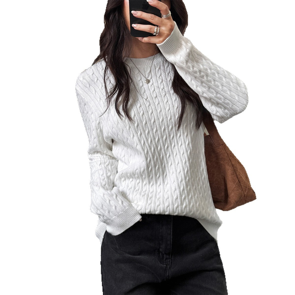 Women’s Long Sleeve Knit Sweater – Chic Minimalist Winter Top for Everyday Comfort 2025