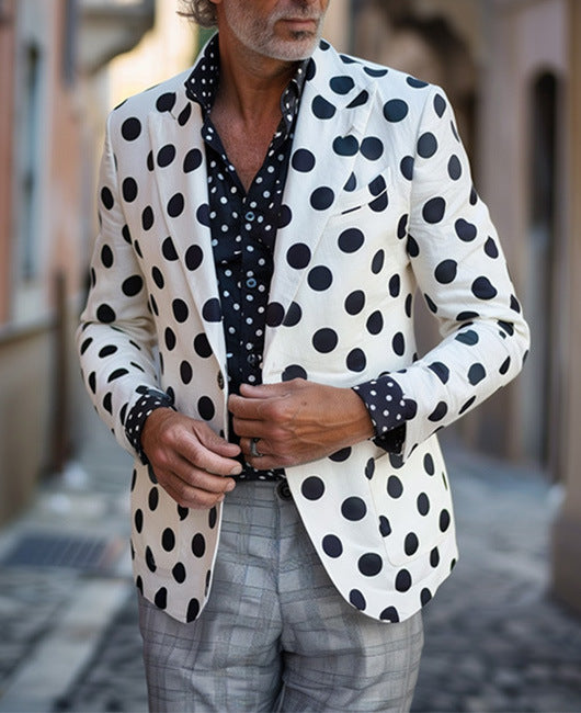 Men’s Casual Blazer Jacket – Two-Button Suit with Large Pockets & Modern Fit
